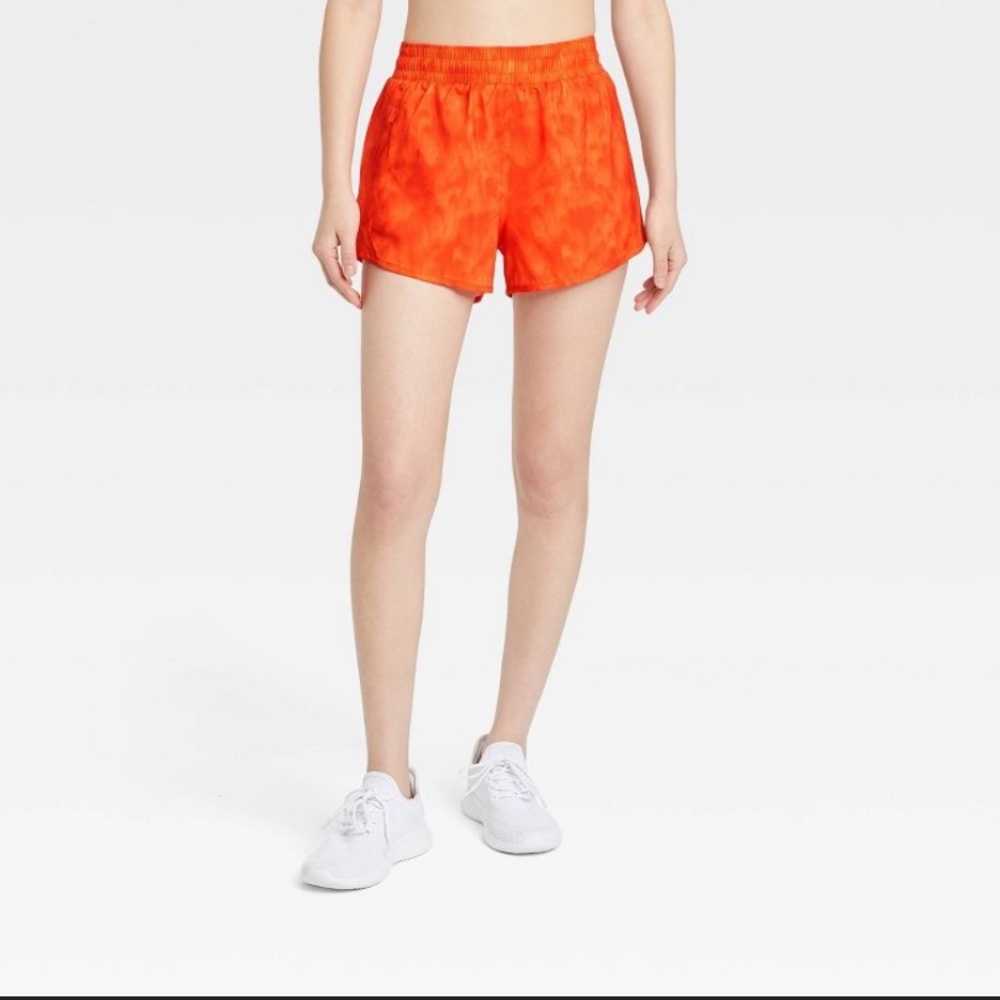 Bright Orange All in Motion Mid Rise Tie Dye Running Shorts